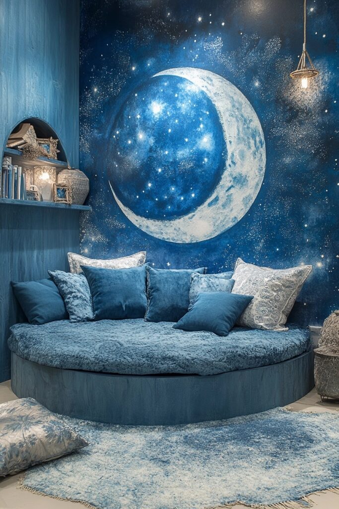 29 Halloween Decor Bedroom Ideas to Add Spooky Vibes to Your Sleeping Space 17 Moonlit Mysticism Bedroom