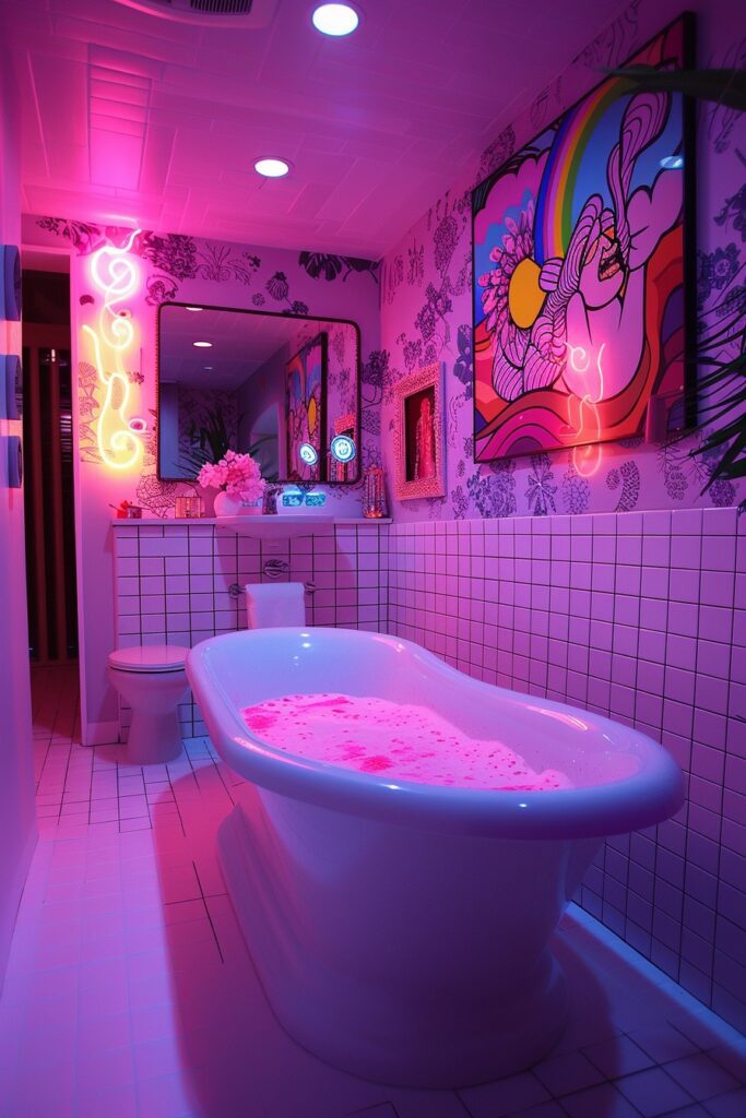 29 Pink Bathroom Decor Ideas for a Fun and Feminine Touch 25 Neon Pink Fun