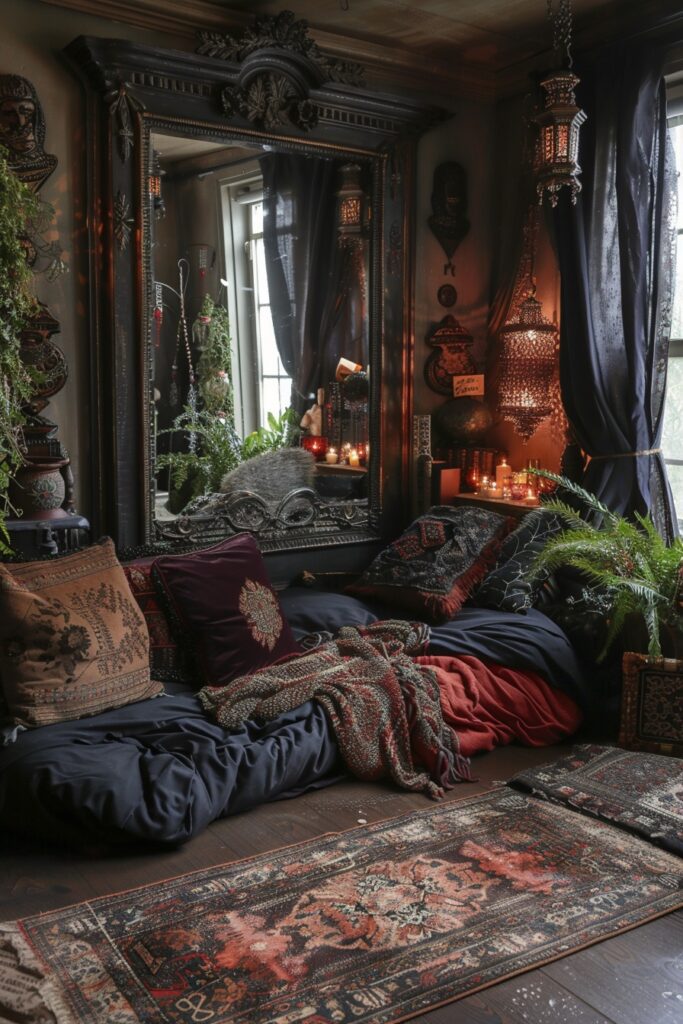 29 Rustic Boho Witchy Bedroom Ideas to Create an Enchanting Retreat 27 Oracle’s Obscure Oasis