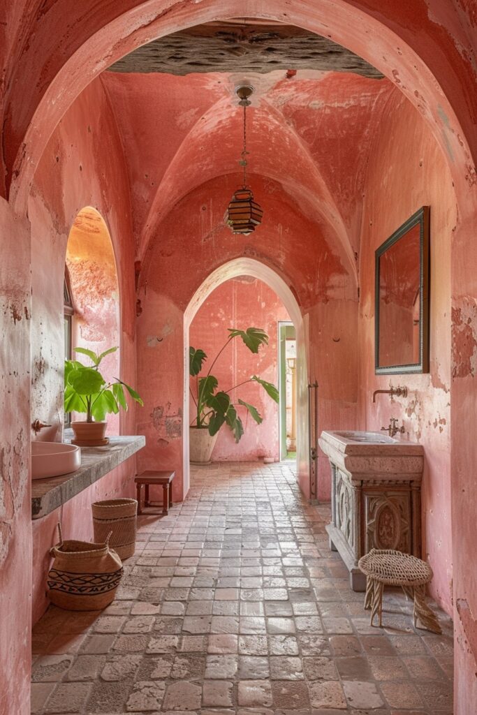 29 Pink Bathroom Decor Ideas for a Fun and Feminine Touch 22 Pink Mediterranean Charm