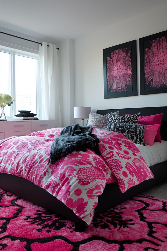 29 Pink and Black Bedroom Ideas for a Modern and Feminine Vibe 29 Pink and Black Metropolitan Flair