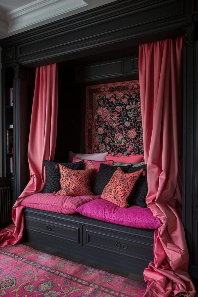 29 Pink and Black Bedroom Ideas for a Modern and Feminine Vibe 25 Pink and Black Studio Chic