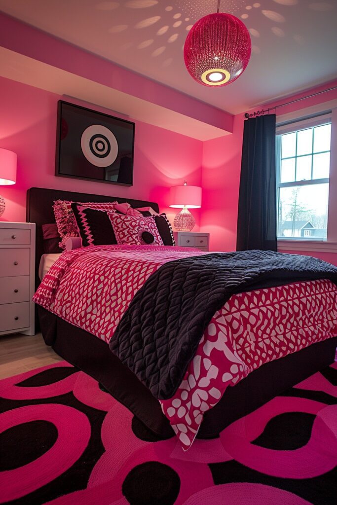 29 Pink and Black Bedroom Ideas for a Modern and Feminine Vibe 11 Pink and Black Teen Haven