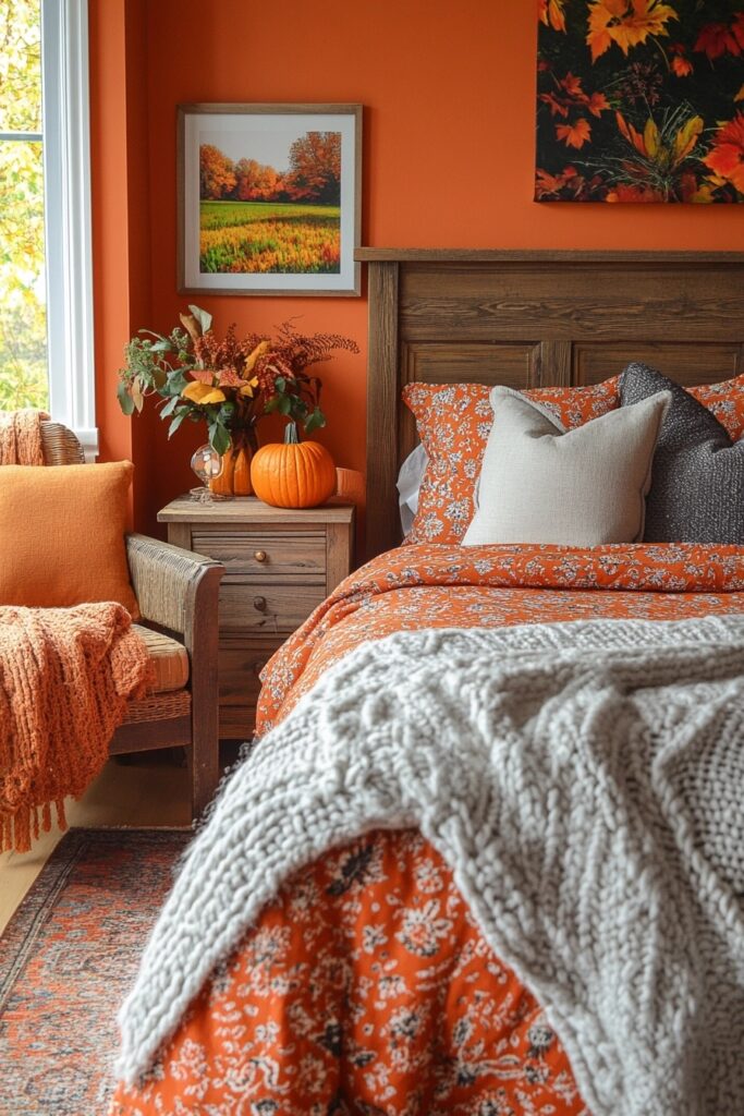 29 Halloween Decor Bedroom Ideas to Add Spooky Vibes to Your Sleeping Space 3 Pumpkin Patch Escape
