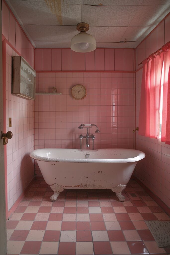 29 Pink Bathroom Decor Ideas for a Fun and Feminine Touch 5 Retro Pink Revival