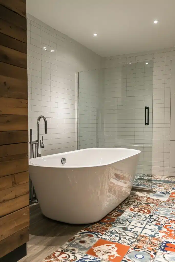 29 Vintage Modern Master Bath Ideas That Marry Classic Charm with Modern Luxury 1 Retro Sleek Elegance