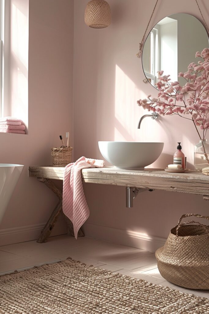 29 Pink Bathroom Decor Ideas for a Fun and Feminine Touch 19 Scandinavian Pink Simplicity