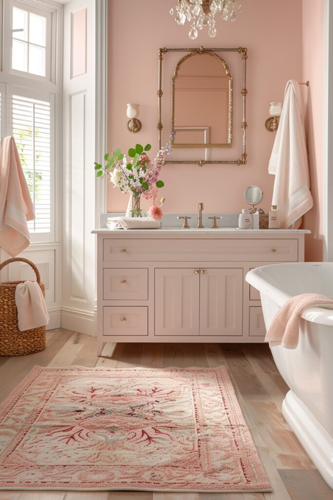 29 Pink Bathroom Decor Ideas for a Fun and Feminine Touch 26 Soft Pink and Cream Harmony