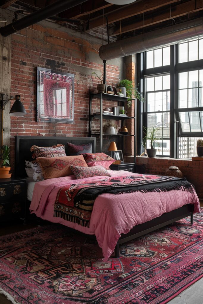 29 Pink and Black Bedroom Ideas for a Modern and Feminine Vibe 14 Urban Loft Pink and Black Design