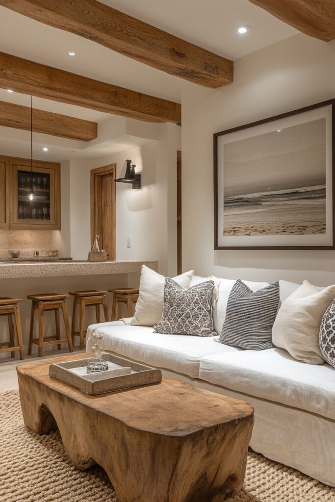 29 Cali Coastal Decor Ideas That Blend Beachy Vibes with Modern Style 29 Basement Beach Lounge