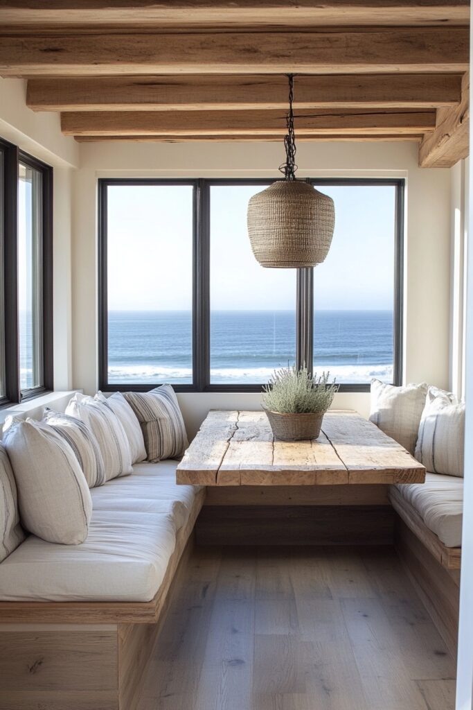 29 Cali Coastal Decor Ideas That Blend Beachy Vibes with Modern Style 19 Dunes Breakfast Corner