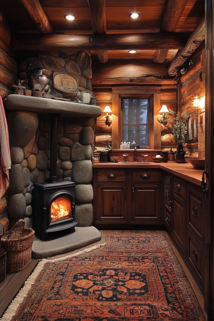 29 Small Log Cabin Interior Bathroom Ideas That Make the Most of Tiny Spaces 23 Hearth-Inspired Bathroom