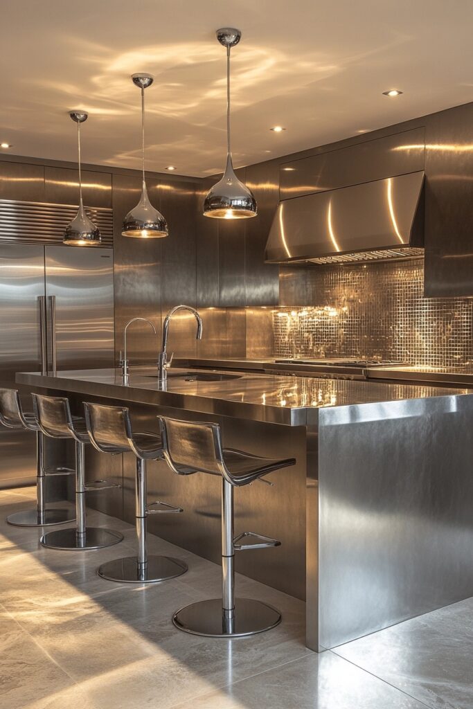 29 Kitchen Decorating Ideas to Bring Personality to Your Kitchen 14 Metallic Modern Kitchen