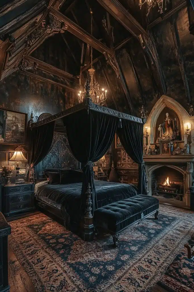 29 Western Gothic Decor Bedroom Ideas for a Unique and Edgy Atmosphere 1 Midnight Royal Chambers