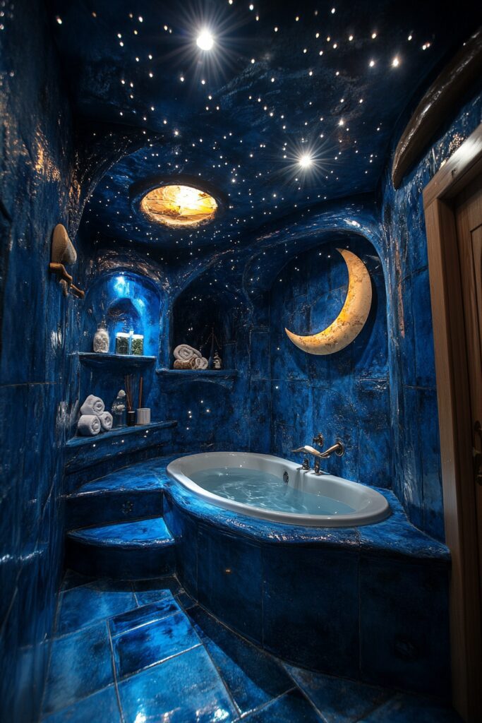 29 Small Log Cabin Interior Bathroom Ideas That Make the Most of Tiny Spaces 22 Starry Night Bathroom