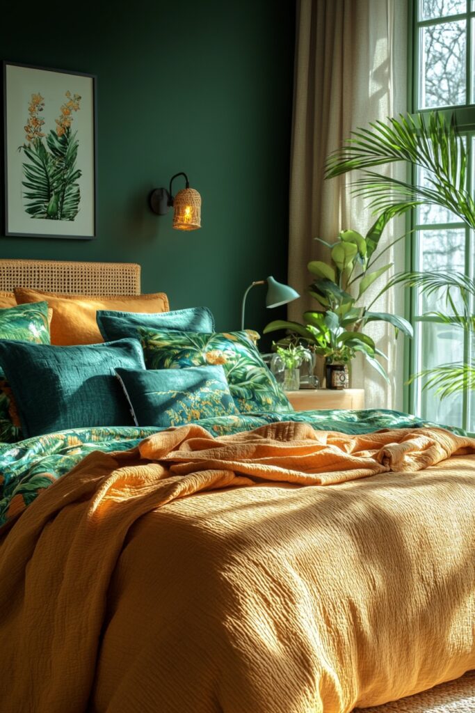 29 Orange Boho Bedroom Ideas for a Playful and Vibrant Bedroom Makeover 14 Amber Glow