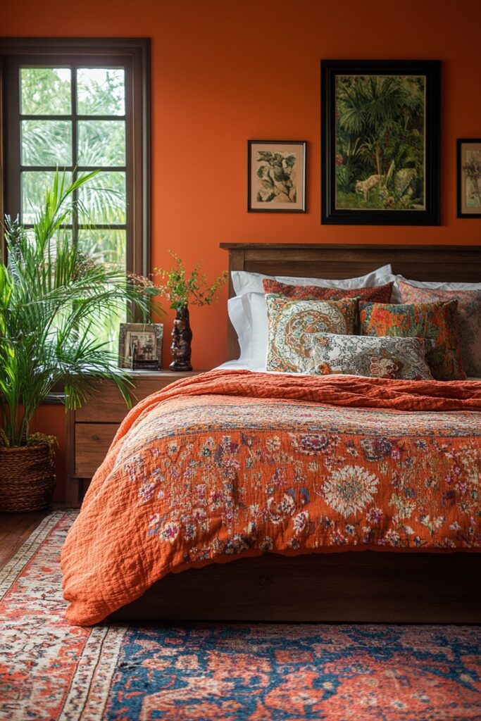 29 Orange Boho Bedroom Ideas for a Playful and Vibrant Bedroom Makeover 28 Amber Sanctuary