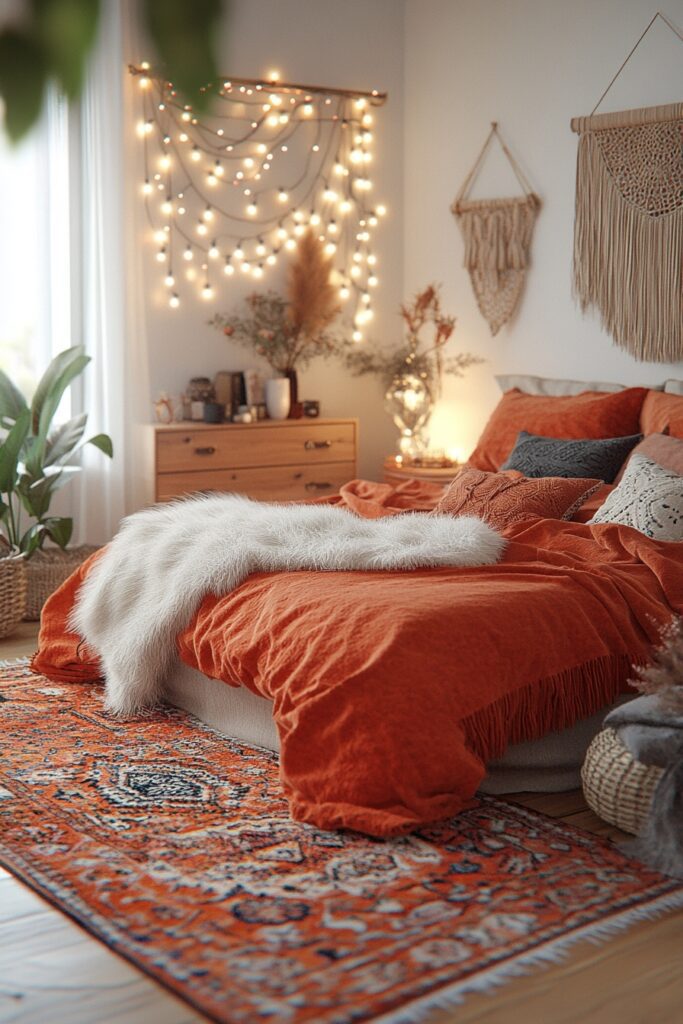29 Orange Boho Bedroom Ideas for a Playful and Vibrant Bedroom Makeover 25 Carrot Comfort Zone