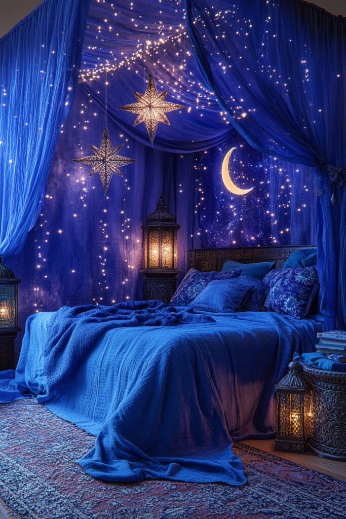 29 Boho Xmas Decor Bedroom Ideas for Crafting a Relaxing and Stylish Christmas Vibe 5 Celestial Holiday Haven