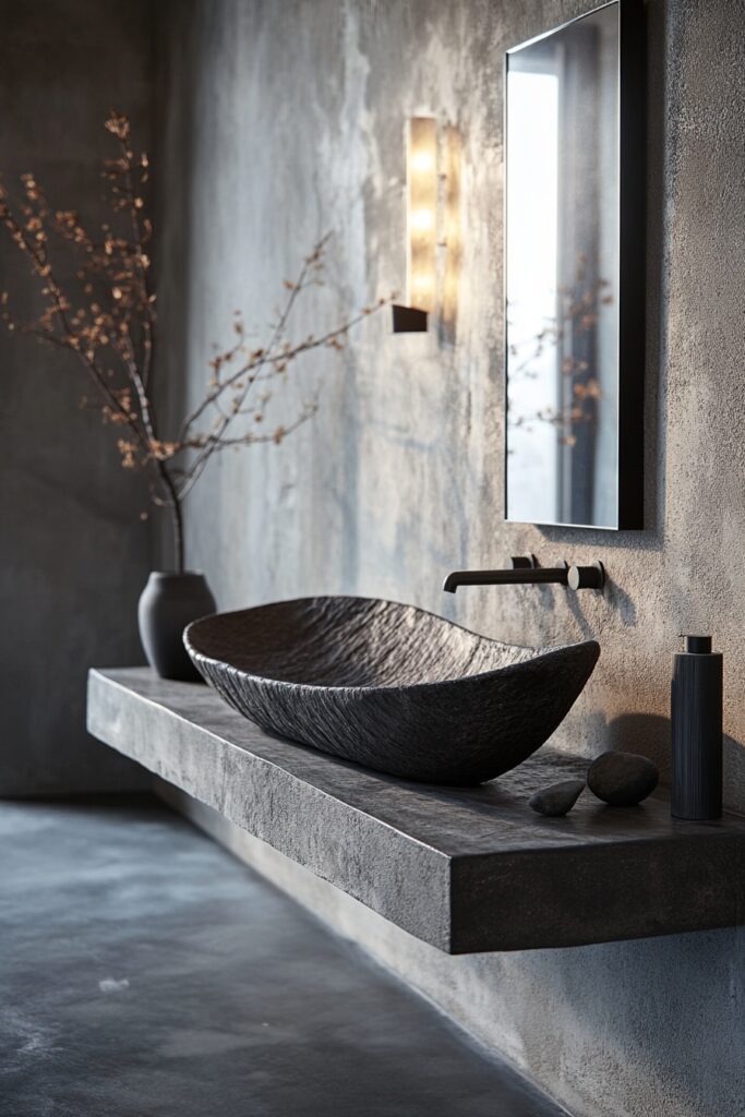 29 Loft Bathrooms for Creating the Perfect Soothing Sanctuary 4 Concrete Minimalist Bathroom