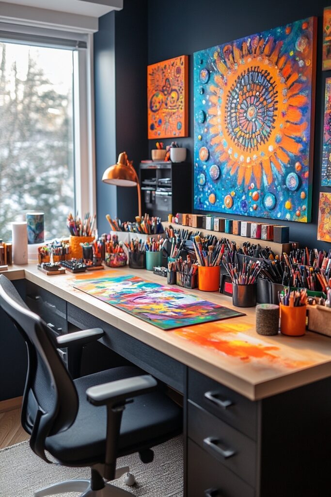 29 Tiny Apartment Home Office Ideas for Setting Up a Productive Home Workspace 19 Creative Studio Desk