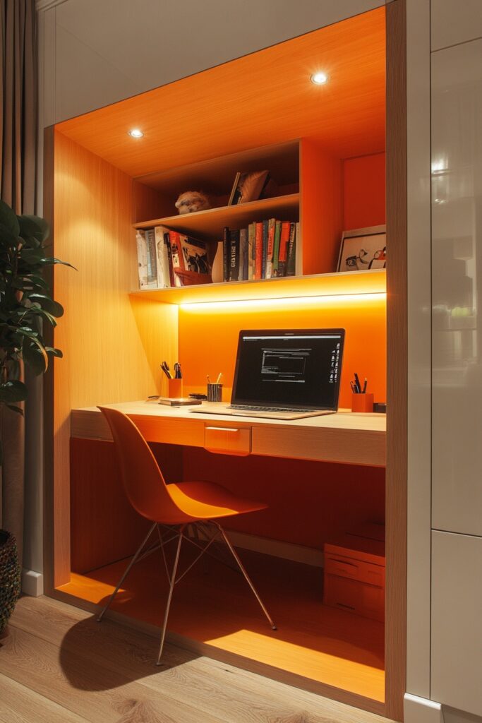 29 Tiny Apartment Home Office Ideas for Setting Up a Productive Home Workspace 15 Discreet Niche Workspace
