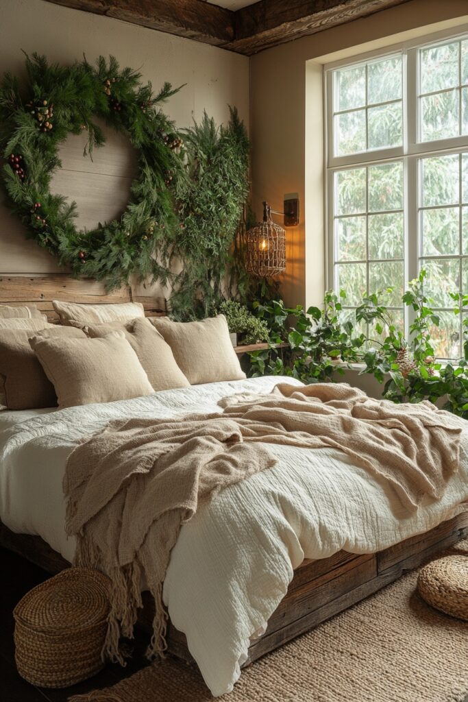 29 Boho Xmas Decor Bedroom Ideas for Crafting a Relaxing and Stylish Christmas Vibe 6 Evergreen Winter Escape