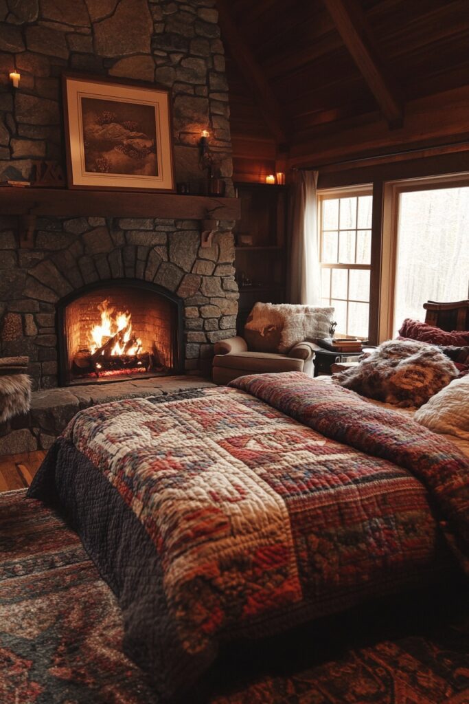 29 Cozy Cabin Bedrooms for a Relaxing and Peaceful Escape 12 Fireplace Hearth Room