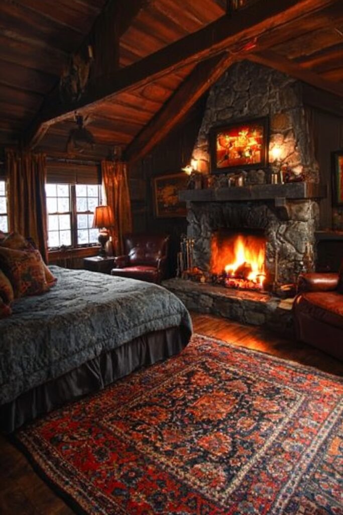 29 Cozy Cabin Bedrooms for a Relaxing and Peaceful Escape 3 Fireplace Retreat Room