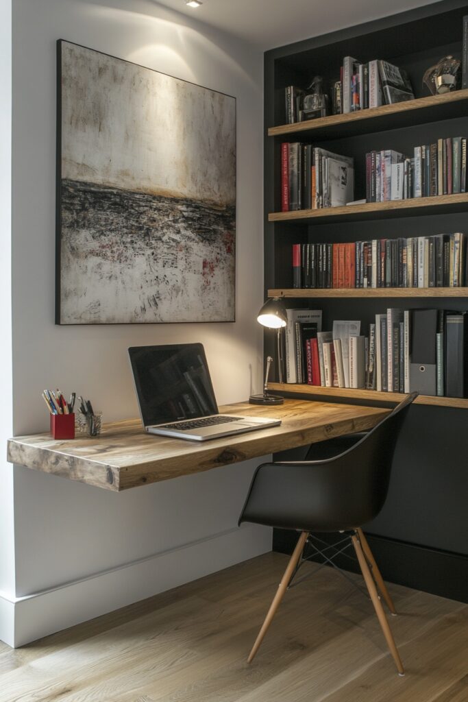 29 Tiny Apartment Home Office Ideas for Setting Up a Productive Home Workspace 3 Floating Desk Design