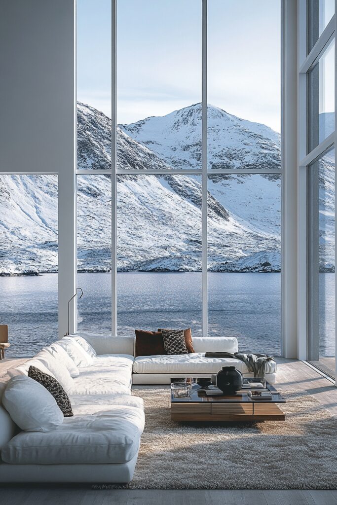 29 Nordic Living Room Ideas to Bring Calm and Serenity Indoors 11 Glacial Panorama Den