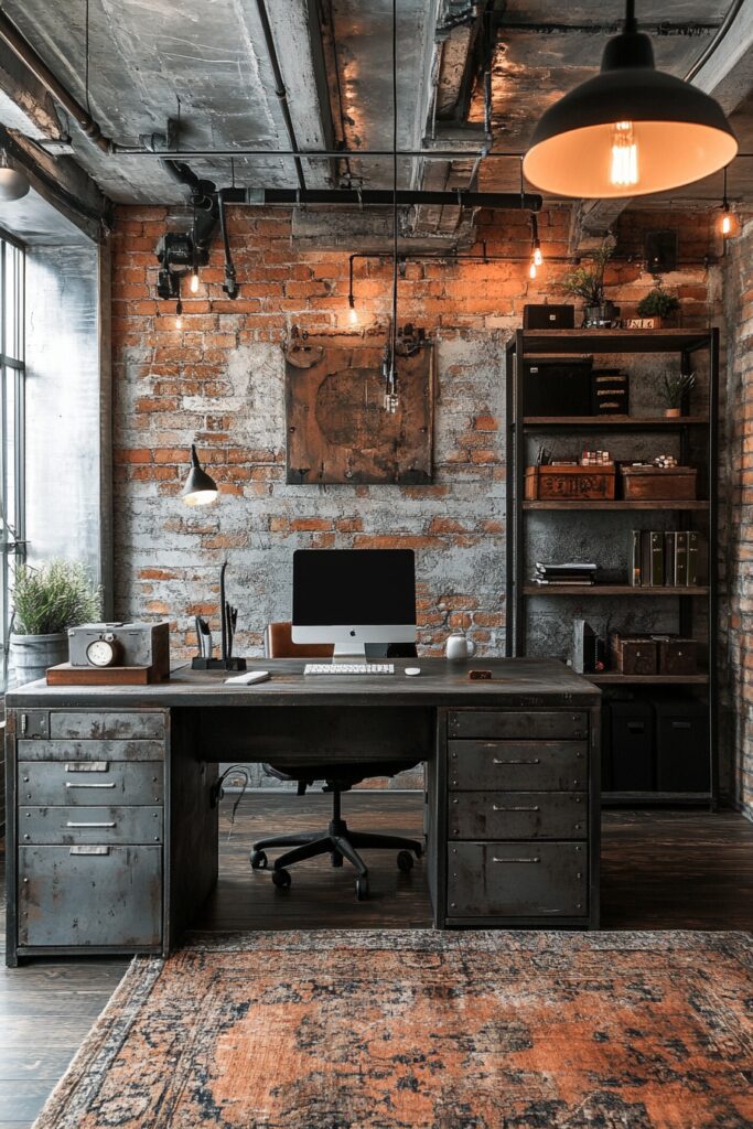 29 Tiny Apartment Home Office Ideas for Setting Up a Productive Home Workspace 20 Industrial-Chic Office