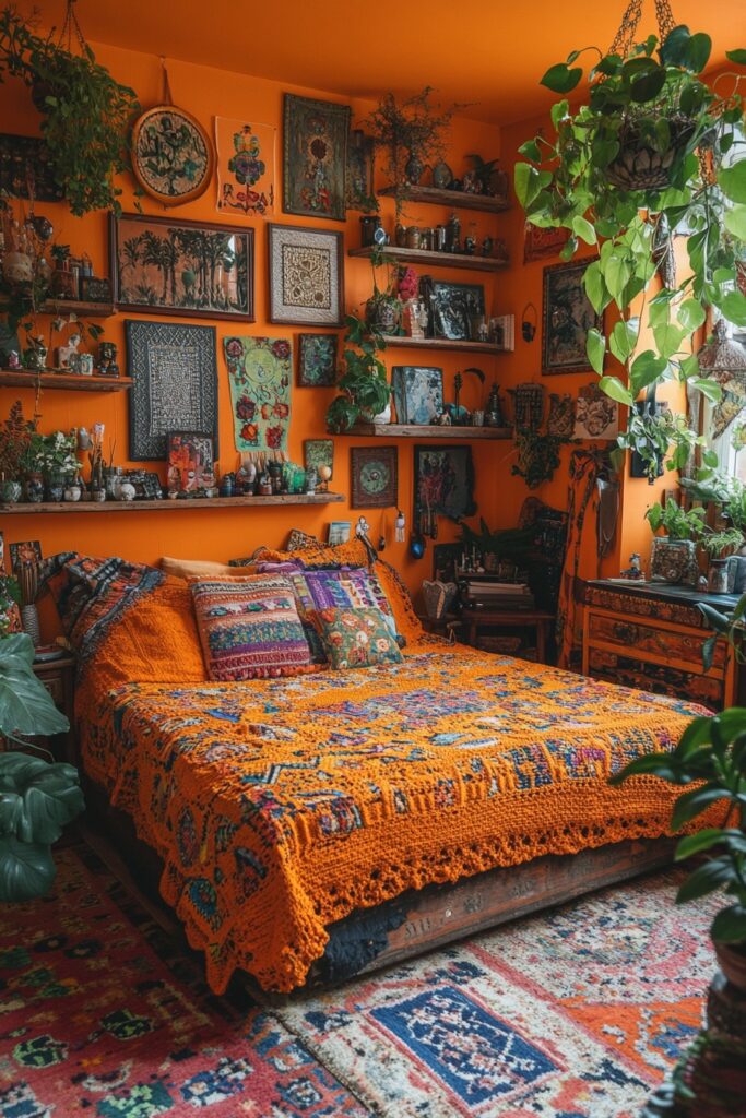 29 Orange Boho Bedroom Ideas for a Playful and Vibrant Bedroom Makeover 24 Mandarin Magic