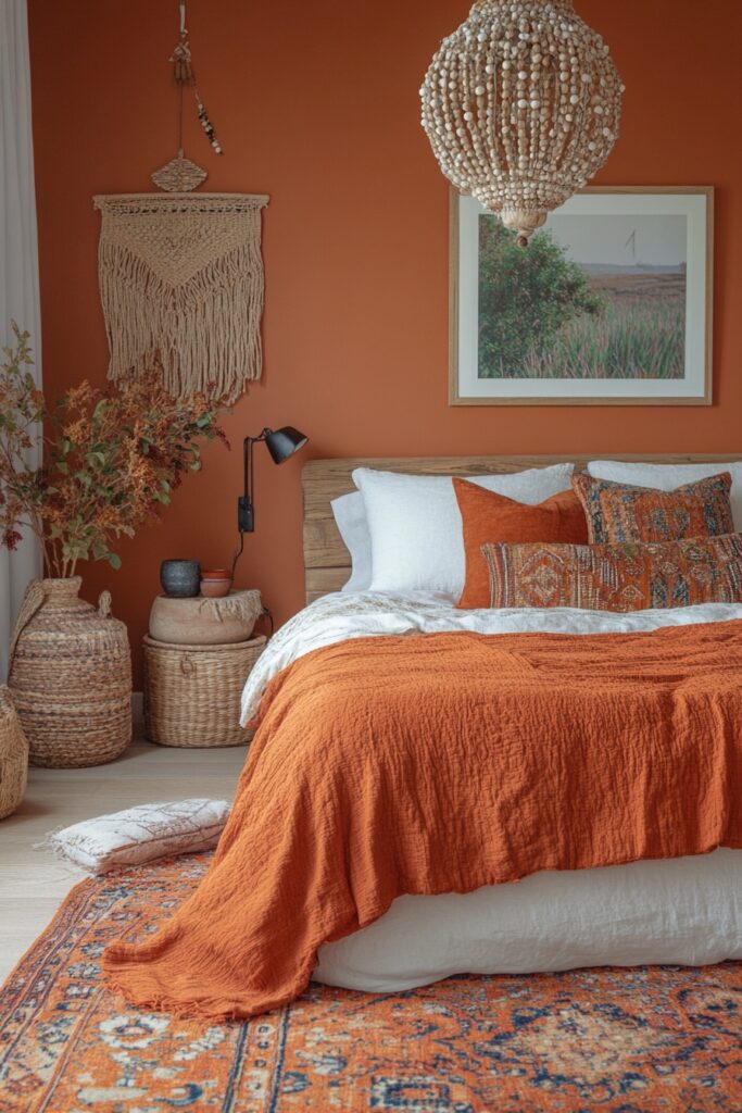 29 Orange Boho Bedroom Ideas for a Playful and Vibrant Bedroom Makeover 4 Mediterranean Orange Retreat