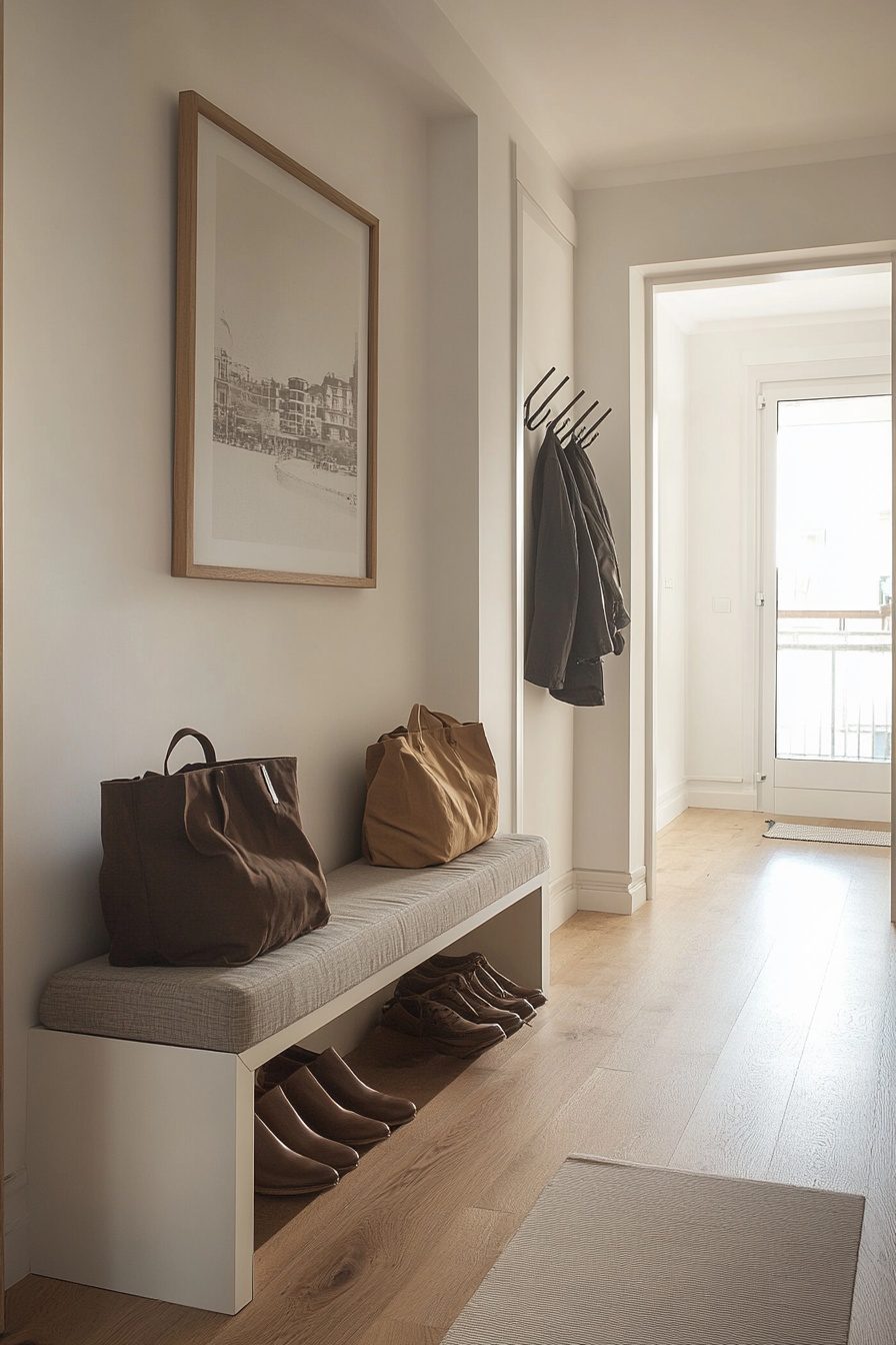 Curated visual reference: Getting A Minimalist Entryway Shelf Reference: 29 Tiny Apartment Minimalist Ideas For The Ultimate Compact Living