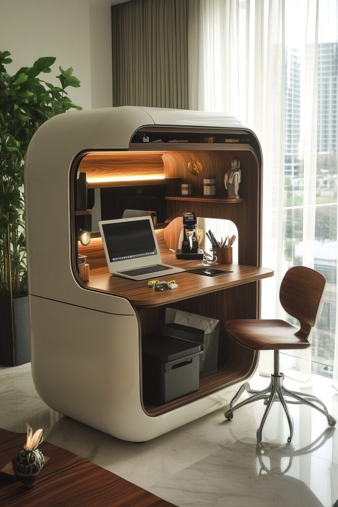 29 Tiny Apartment Home Office Ideas for Setting Up a Productive Home Workspace 27 Modular Cube Workspace