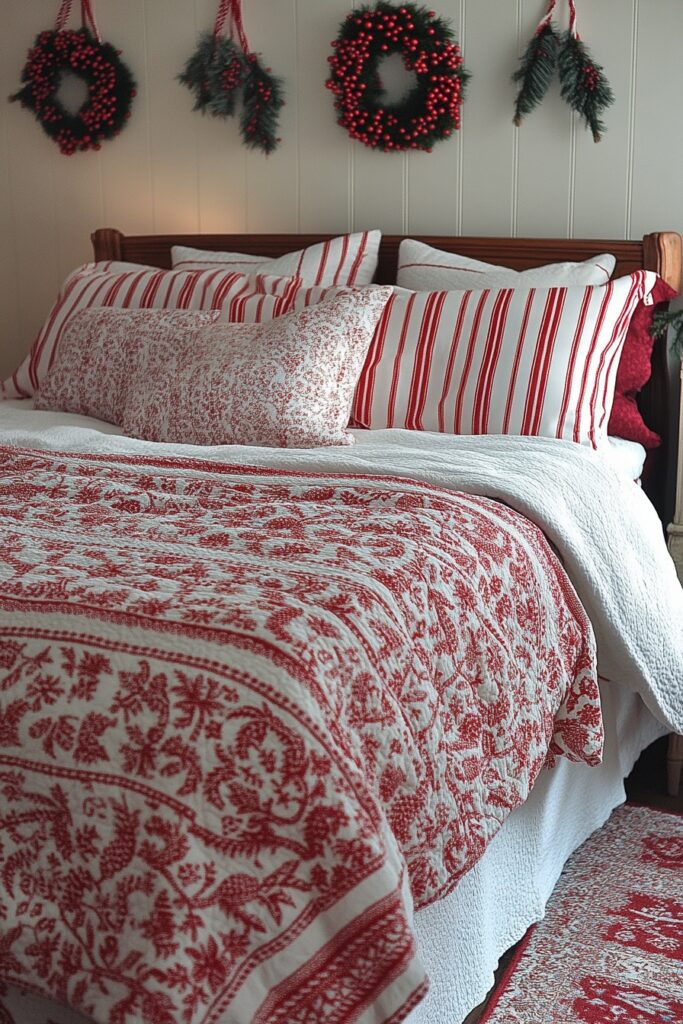 29 Boho Xmas Decor Bedroom Ideas for Crafting a Relaxing and Stylish Christmas Vibe 24 Peppermint Boho Dreams