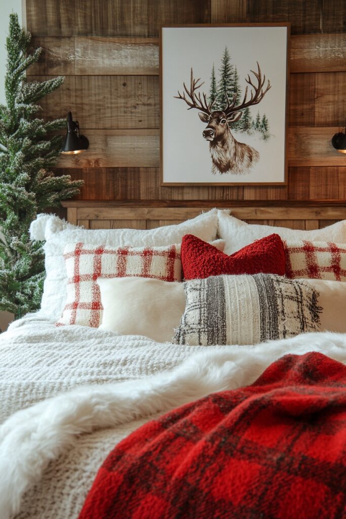 29 Boho Xmas Decor Bedroom Ideas for Crafting a Relaxing and Stylish Christmas Vibe 13 Reindeer Rustic Escape