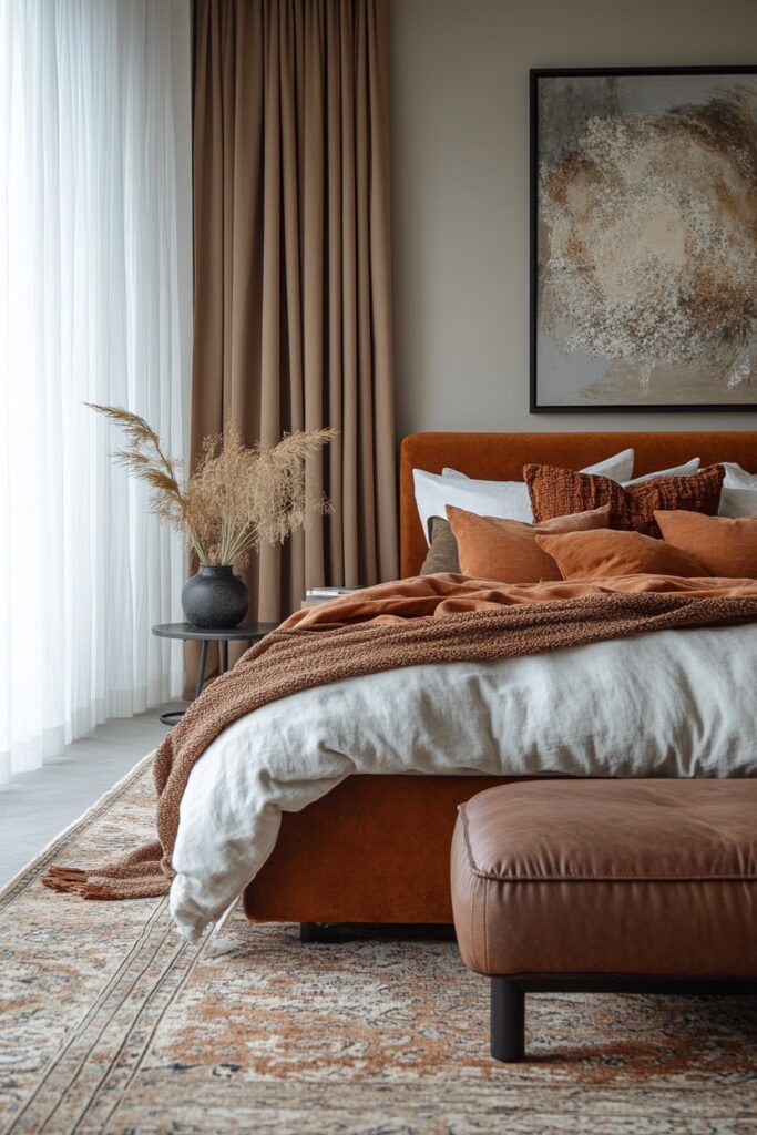 29 Orange Boho Bedroom Ideas for a Playful and Vibrant Bedroom Makeover 7 Saffron Escape