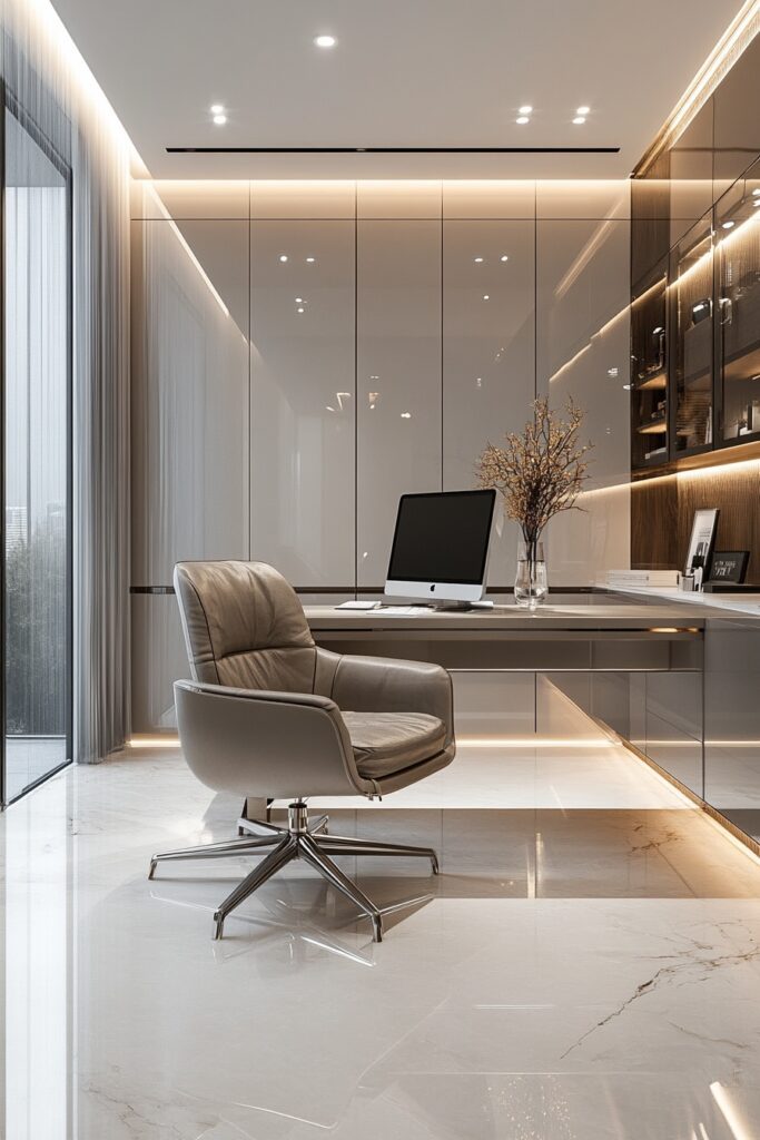 29 Tiny Apartment Home Office Ideas for Setting Up a Productive Home Workspace 23 Sleek High-Tech Workspace