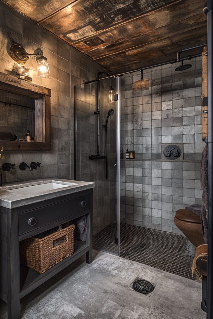 29 Loft Bathrooms for Creating the Perfect Soothing Sanctuary 7 Steel Urban Bathroom Design