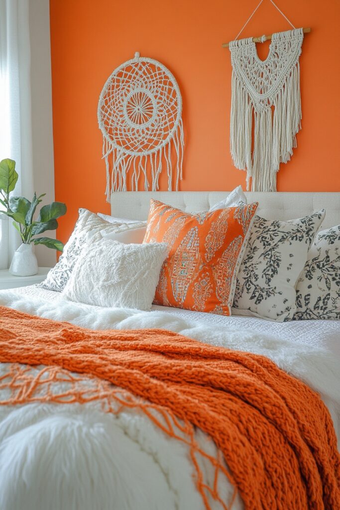 29 Orange Boho Bedroom Ideas for a Playful and Vibrant Bedroom Makeover 2 Tangerine Bliss