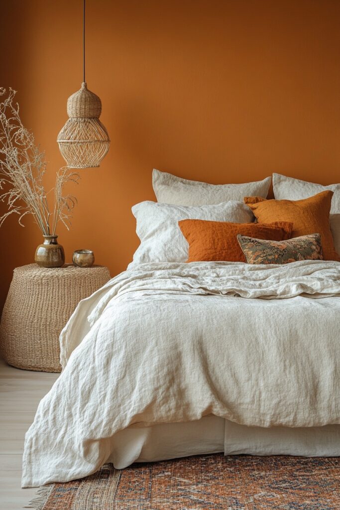 29 Orange Boho Bedroom Ideas for a Playful and Vibrant Bedroom Makeover 5 Terracotta Oasis