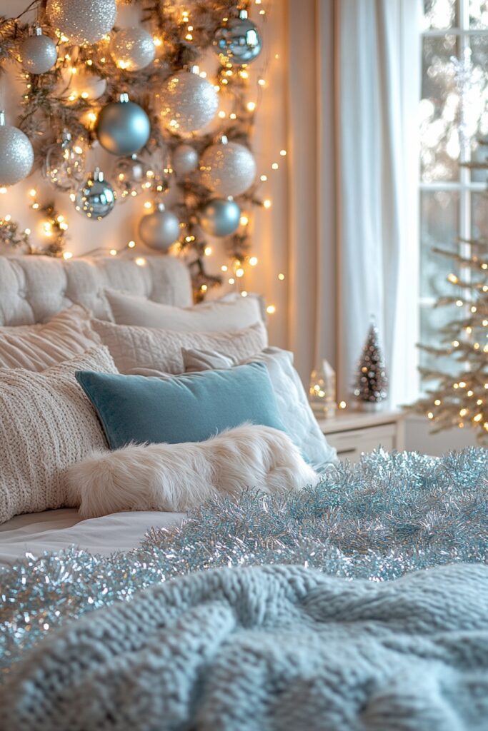 29 Boho Xmas Decor Bedroom Ideas for Crafting a Relaxing and Stylish Christmas Vibe 11 Twinkling Boho Sparkle
