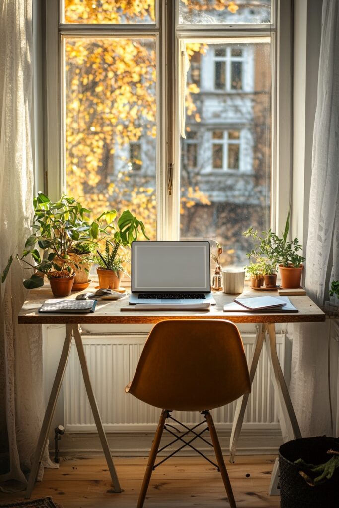 29 Tiny Apartment Home Office Ideas for Setting Up a Productive Home Workspace 5 Window Sill Desk Setup