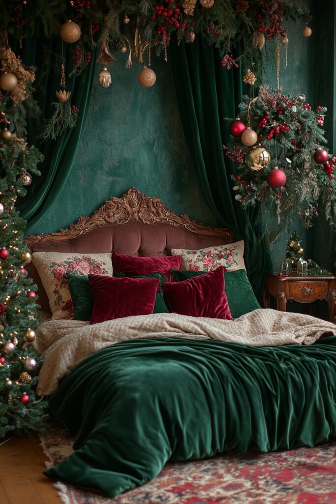 29 Boho Xmas Decor Bedroom Ideas for Crafting a Relaxing and Stylish Christmas Vibe 27 Yuletide Boho Fantasy