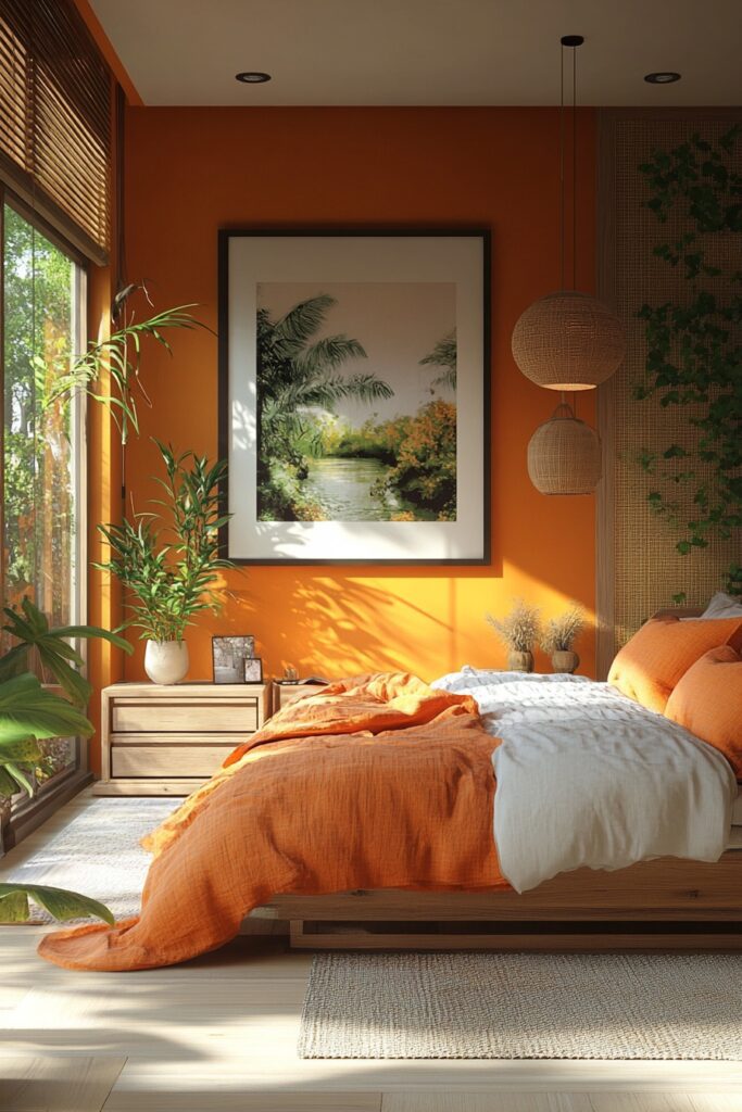 29 Orange Boho Bedroom Ideas for a Playful and Vibrant Bedroom Makeover 13 Zen Boho Retreat