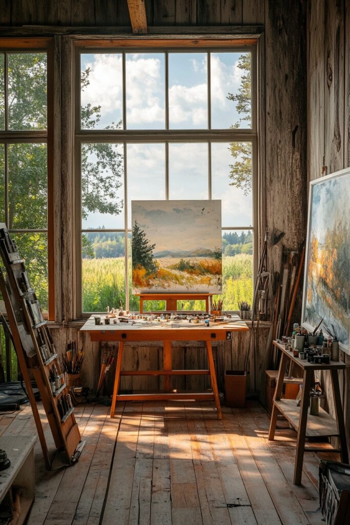 29 Small Cabin Aesthetic Ideas to Create a Warm and Inviting Atmosphere 15 Artistic Workspace