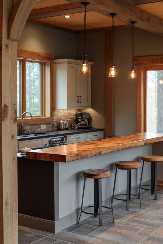 29 Small Cabin Kitchen Ideas Perfect for Cozy Living 19 Bar Counter Versatility