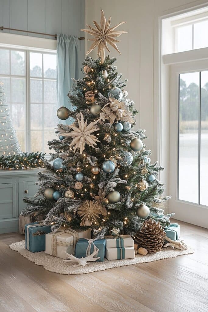 29 Cozy Christmas Decor Ideas for a Magical and Comfortable Christmas 6 Breezy Coastal Cheer